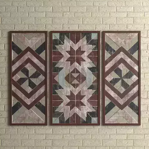 Wood Wall Panels with mirrors 3D model