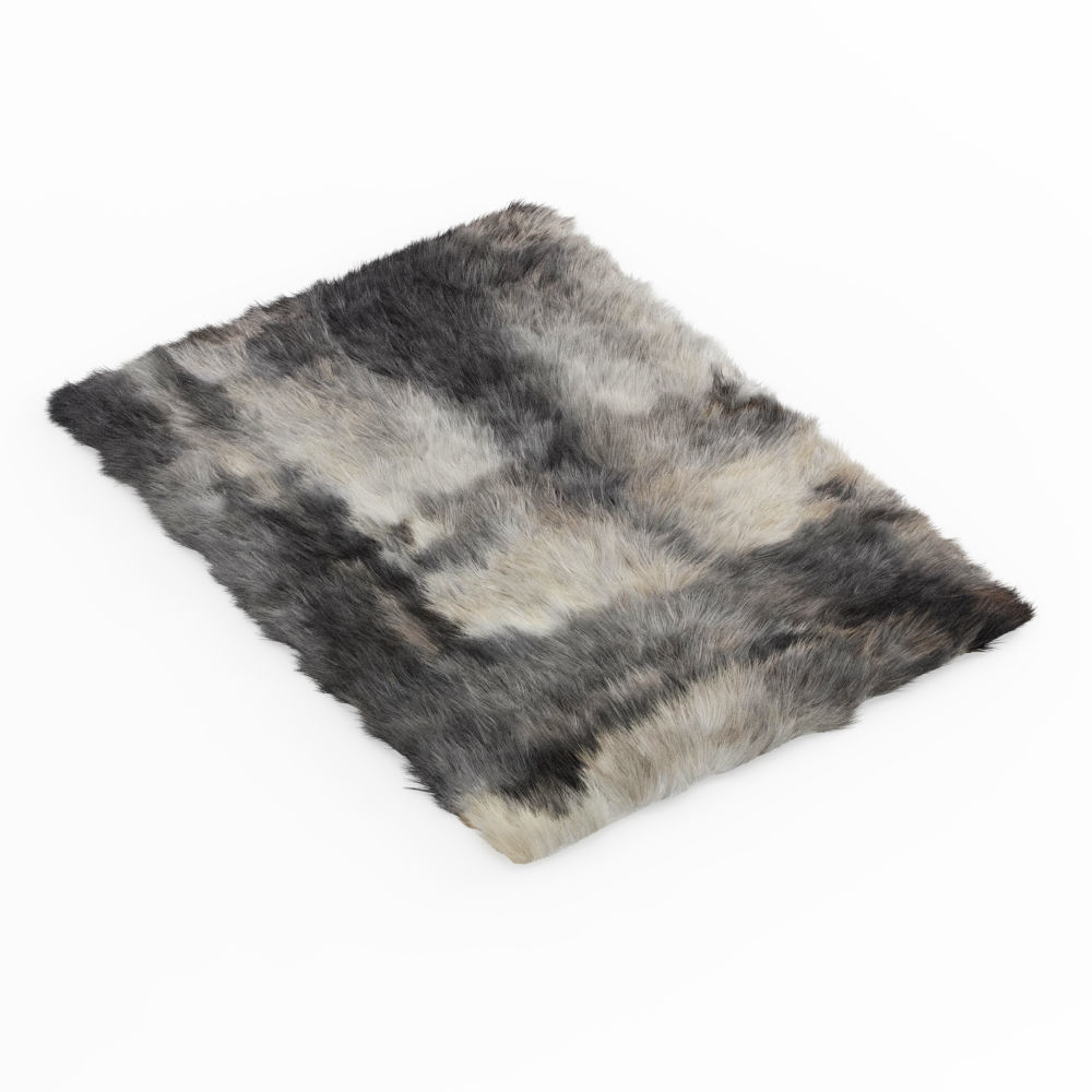 Sheepskin Rug Rectangle Dark Gray 3D model_1