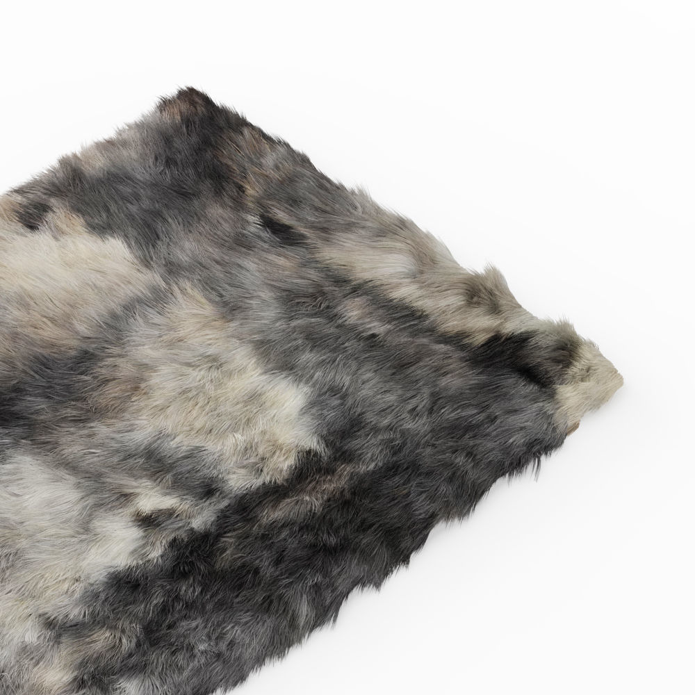 Sheepskin Rug Rectangle Dark Gray 3D model_3