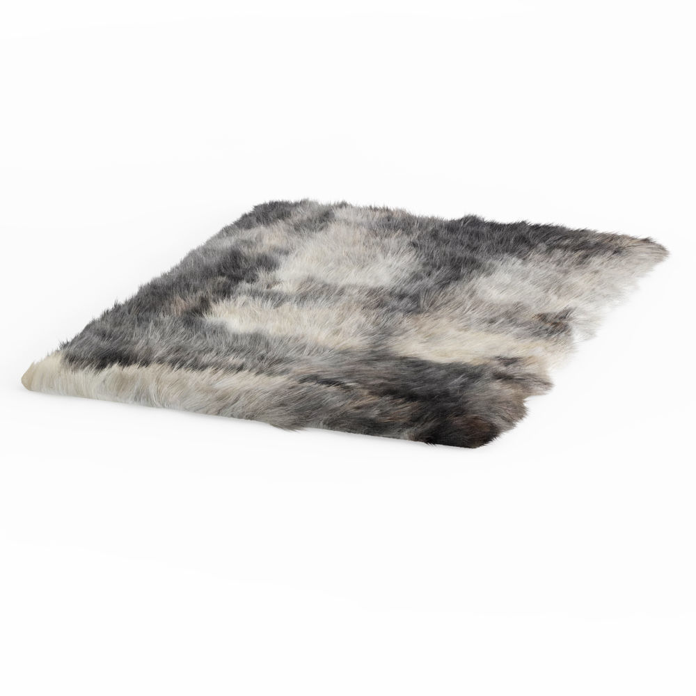 Sheepskin Rug Rectangle Dark Gray 3D model_2