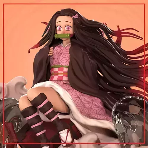Nezuko statue of girl with long hair