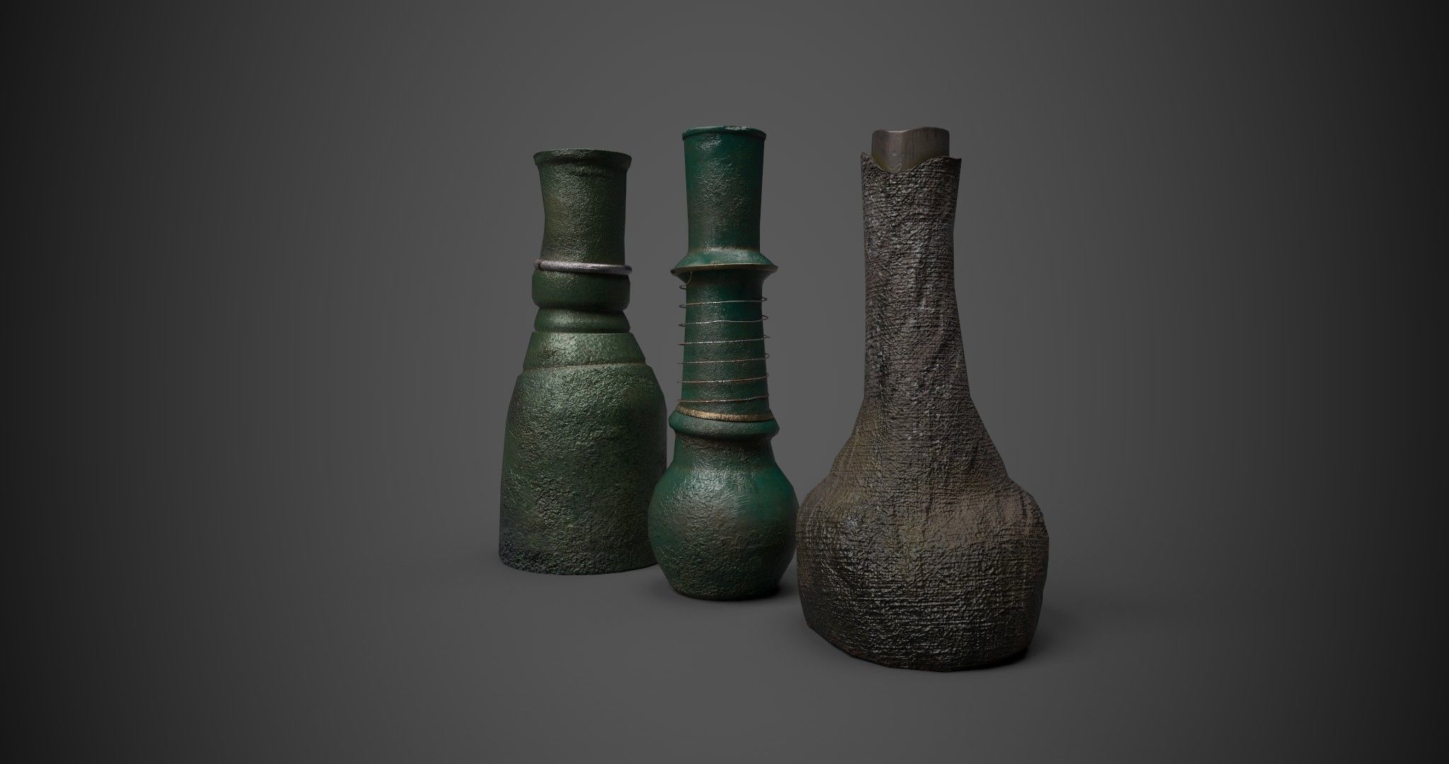Medieval Drink Bottles 3D model_4