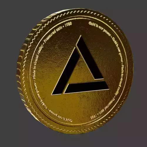 Crypto Gold coin PBR game-ready asset ultra low-poly Triangles