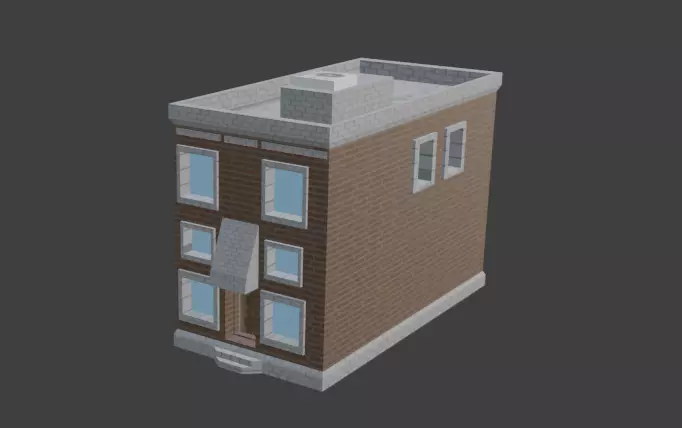 building brick Low-poly 3D model_0