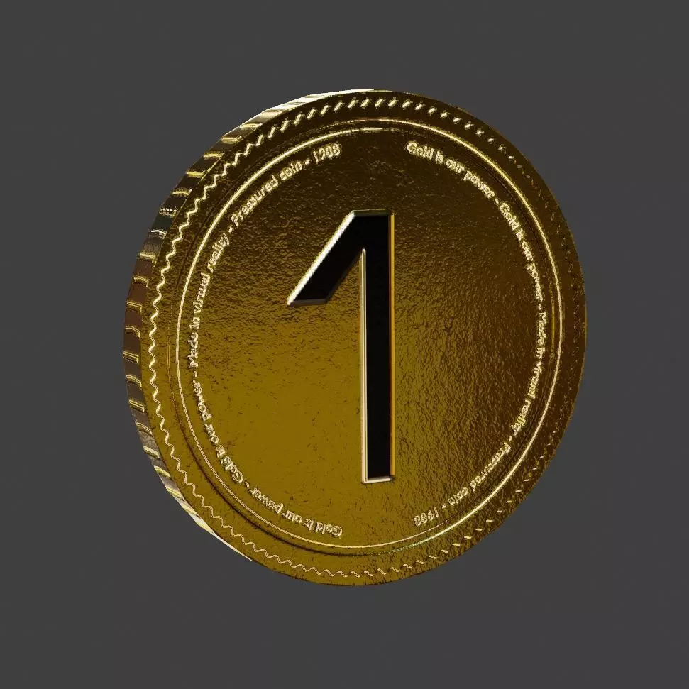 Crypto Gold coin PBR game-ready asset ultra low-poly 1 Low-poly 3D model_0