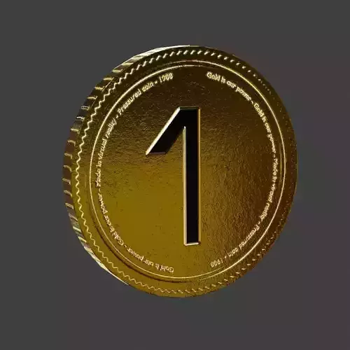 Crypto Gold coin PBR game-ready asset ultra low-poly 1