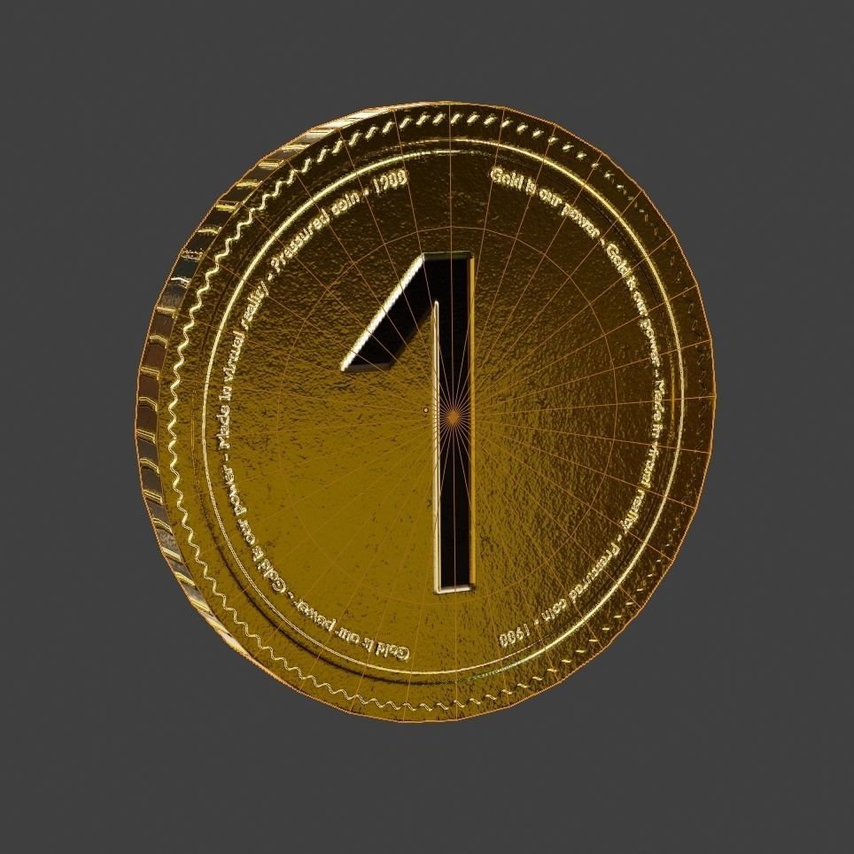 Crypto Gold coin PBR game-ready asset ultra low-poly 1 Low-poly 3D model_1