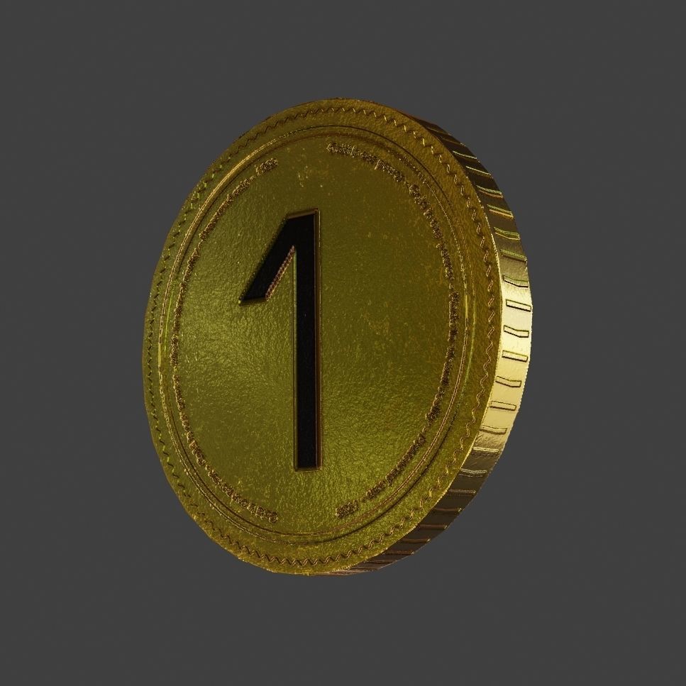 Crypto Gold coin PBR game-ready asset ultra low-poly 1 Low-poly 3D model_2