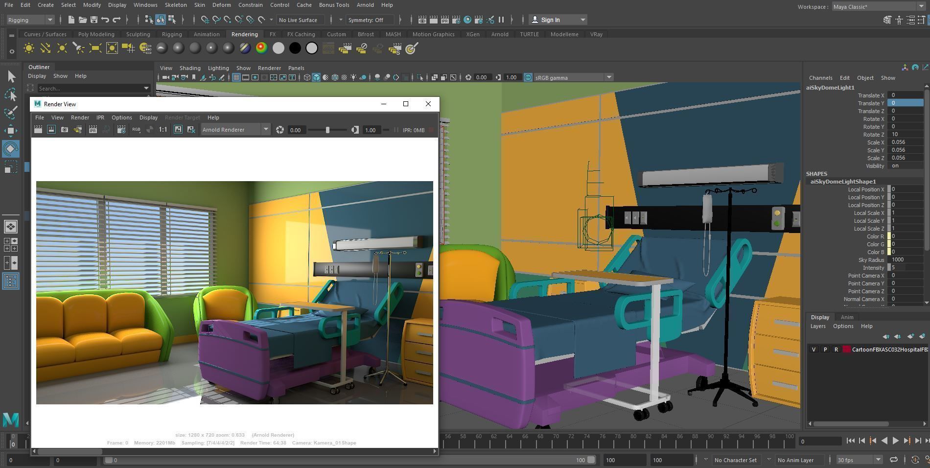  Cartoon Hospital Room 3D model_13