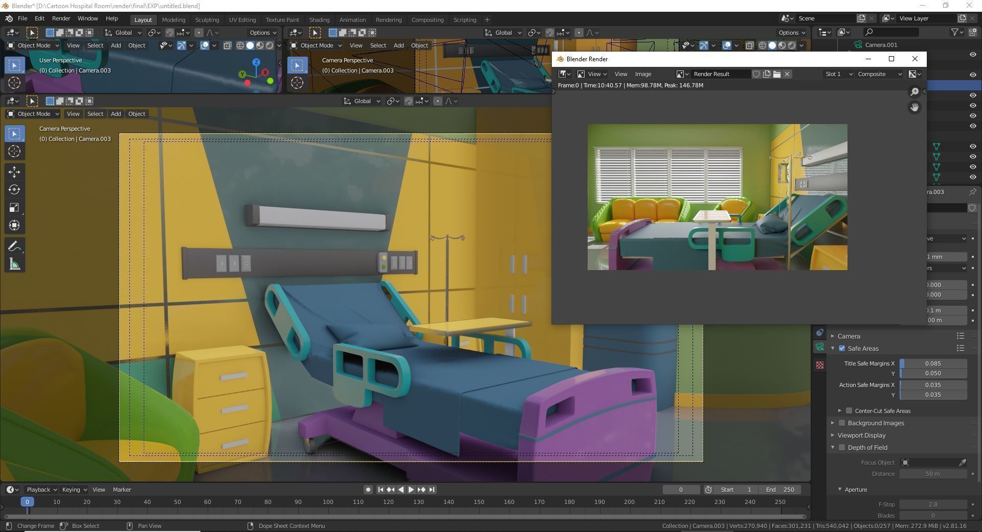  Cartoon Hospital Room 3D model_15