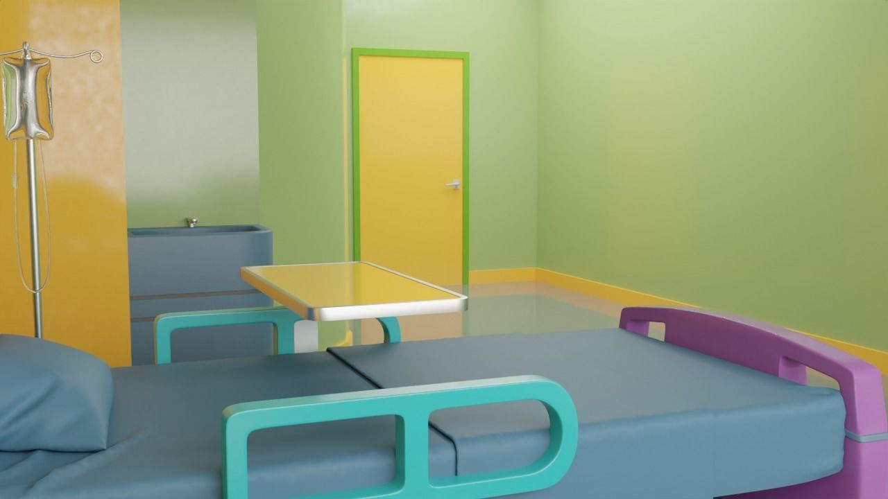  Cartoon Hospital Room 3D model_7