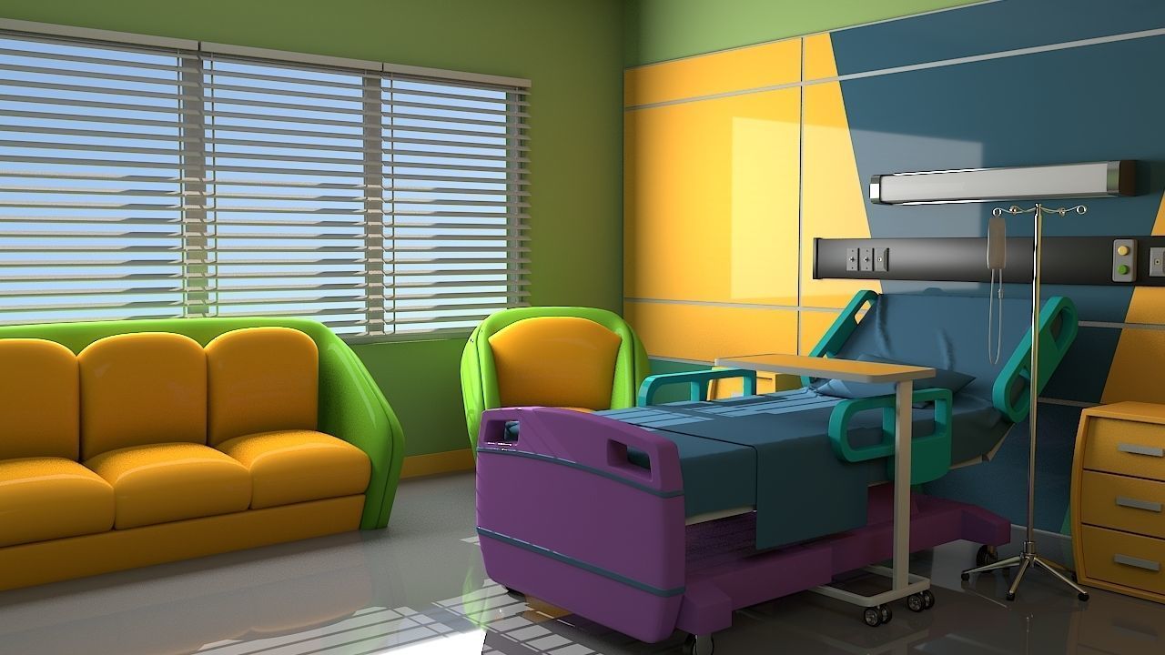  Cartoon Hospital Room 3D model_8