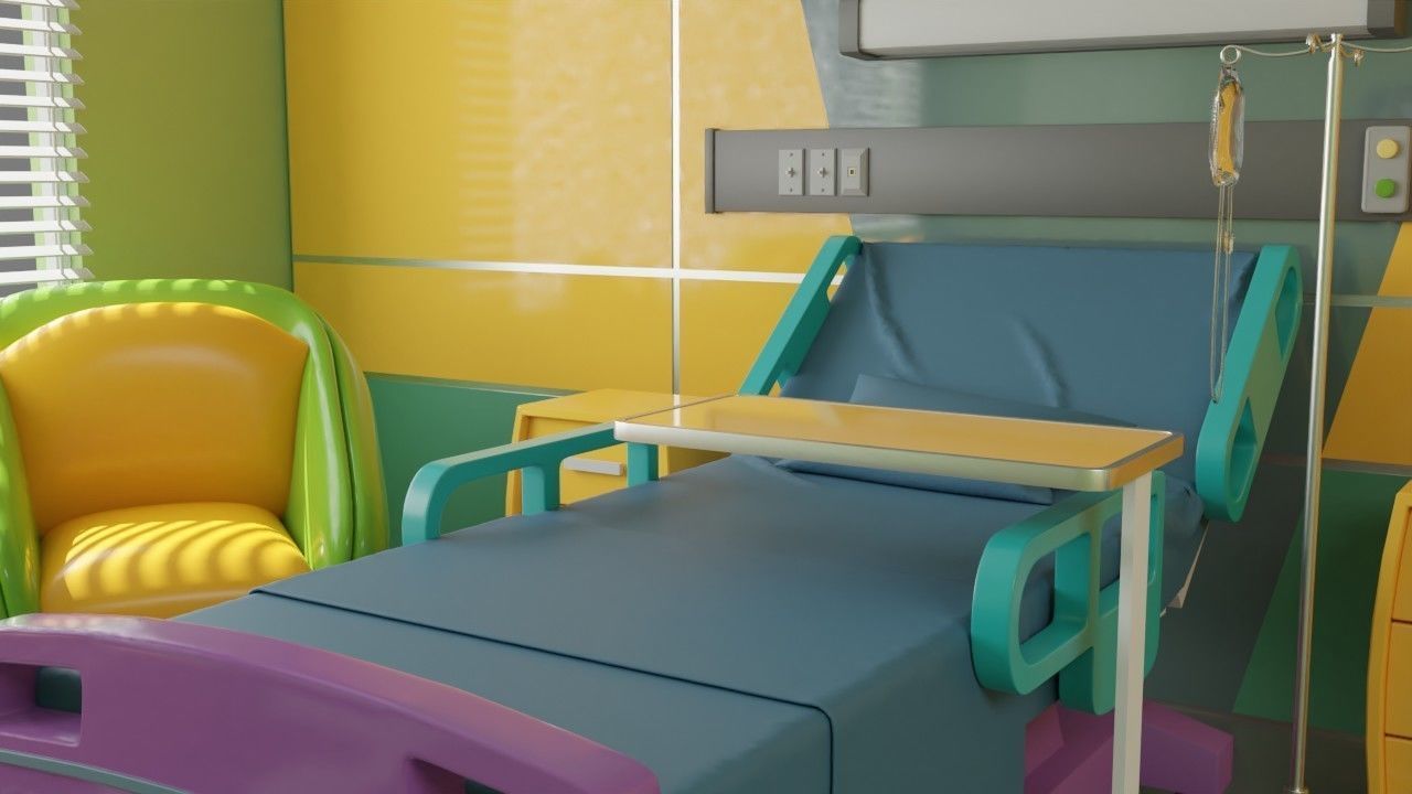  Cartoon Hospital Room 3D model_2