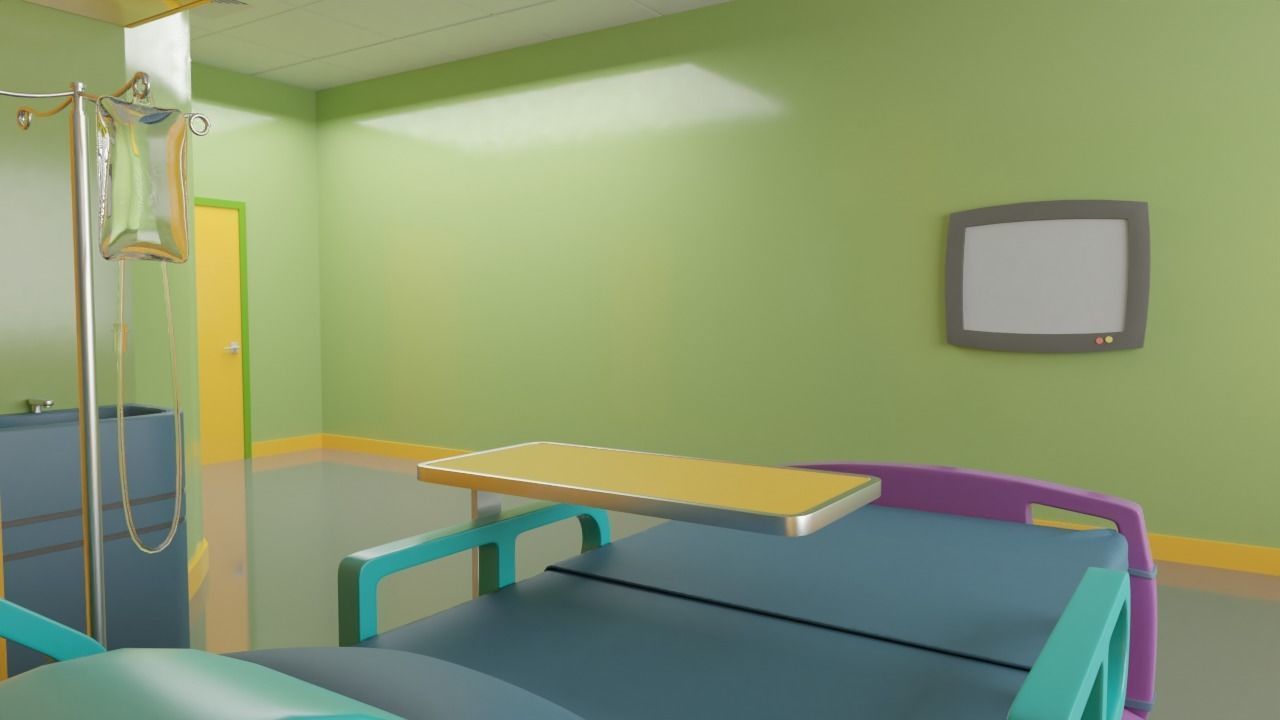  Cartoon Hospital Room 3D model_5