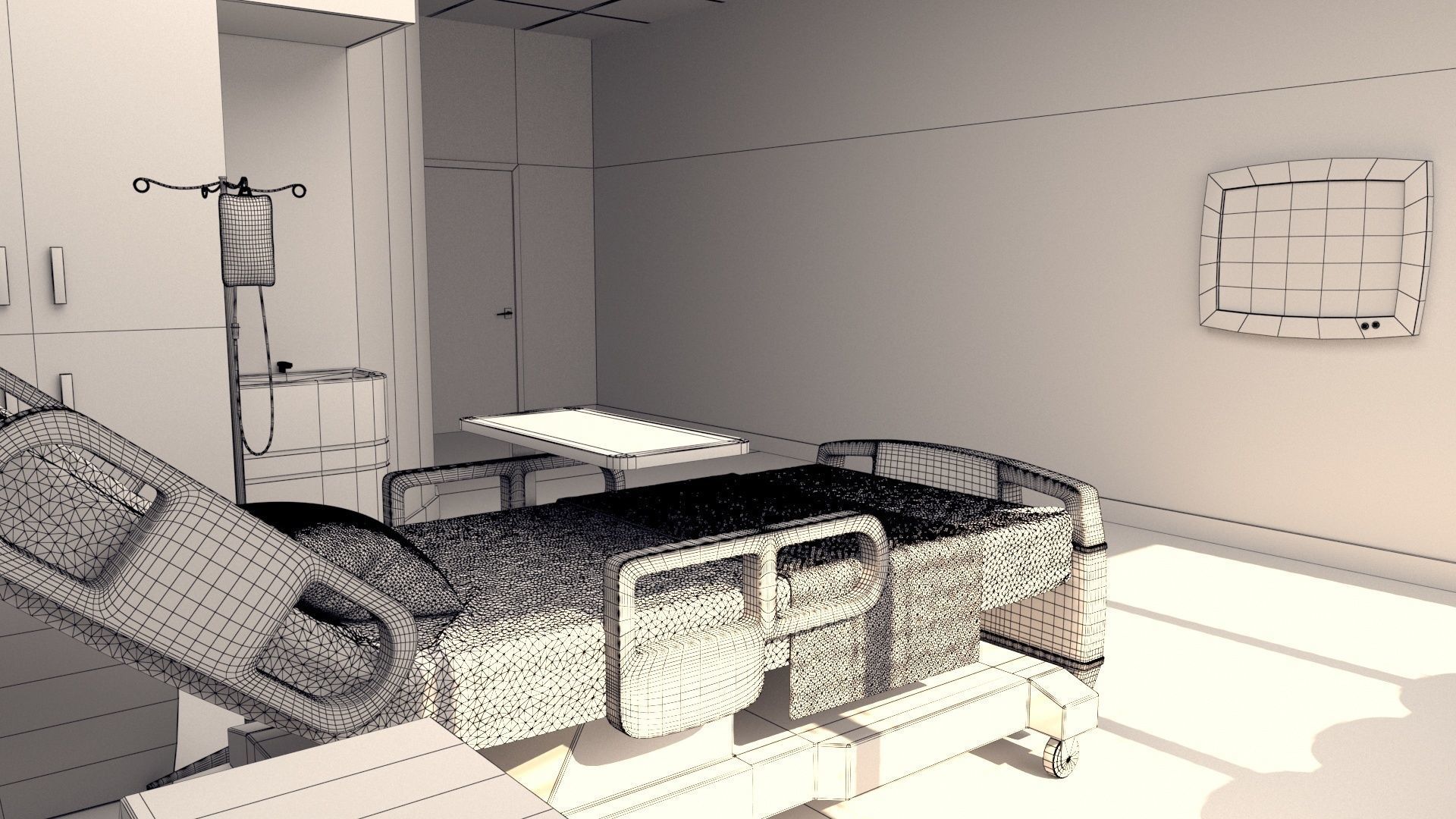  Cartoon Hospital Room 3D model_11