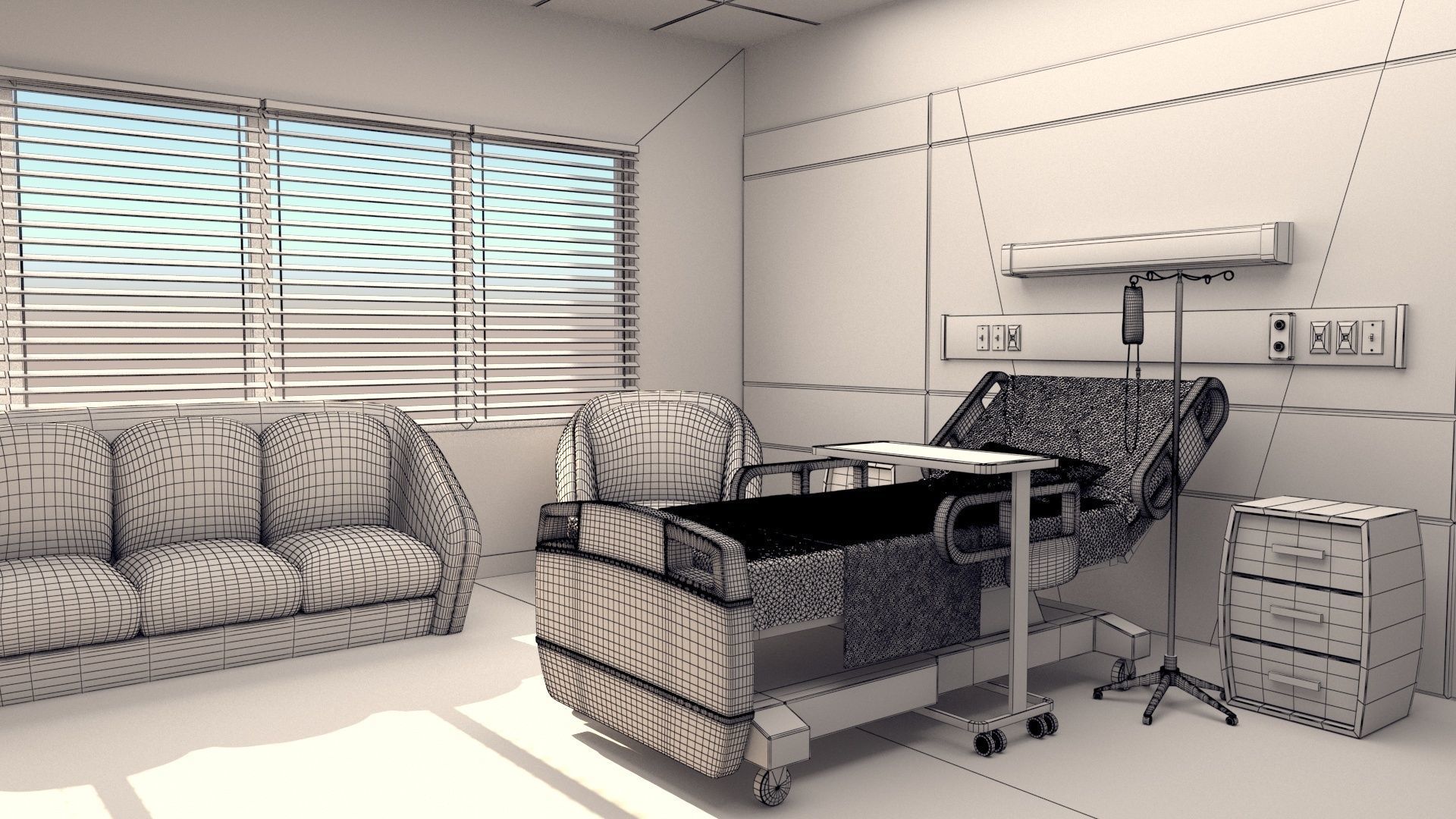  Cartoon Hospital Room 3D model_9