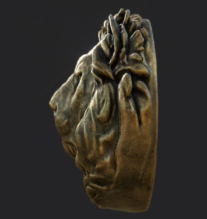 Lion Head Pendant 3d print model and gameready model Low-poly 3D model_3