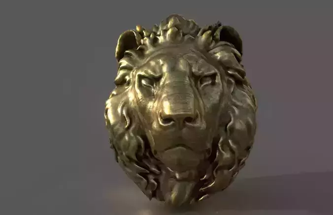 Lion Head Pendant 3d print model and gameready model