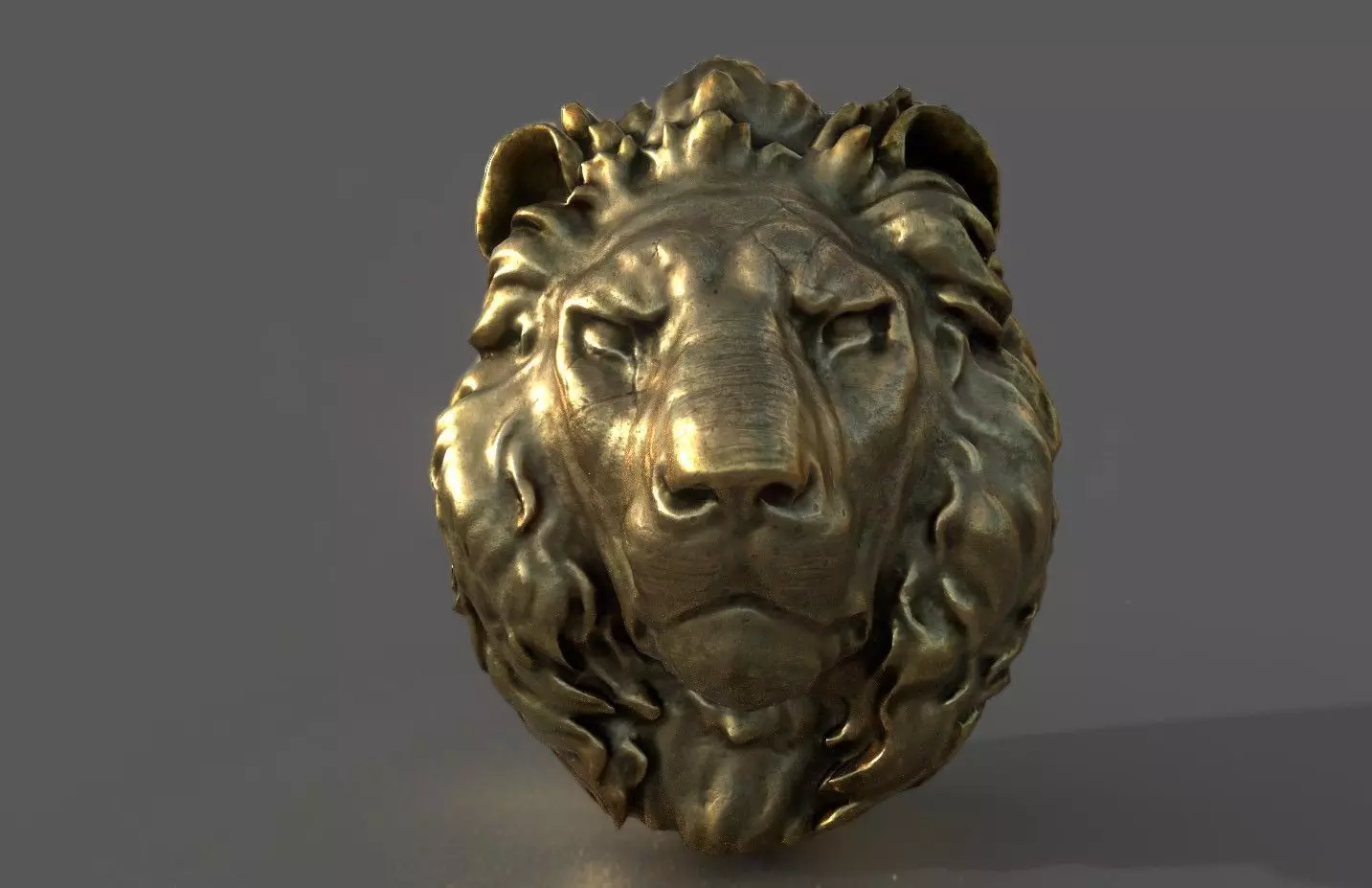 Lion Head Pendant 3d print model and gameready model Low-poly 3D model_0