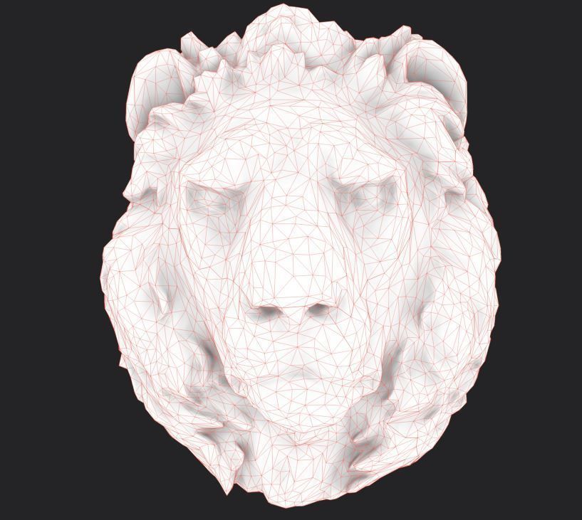 Lion Head Pendant 3d print model and gameready model Low-poly 3D model_9