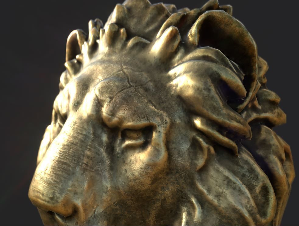 Lion Head Pendant 3d print model and gameready model Low-poly 3D model_8