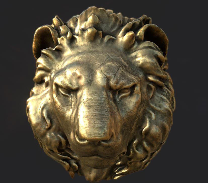 Lion Head Pendant 3d print model and gameready model Low-poly 3D model_6