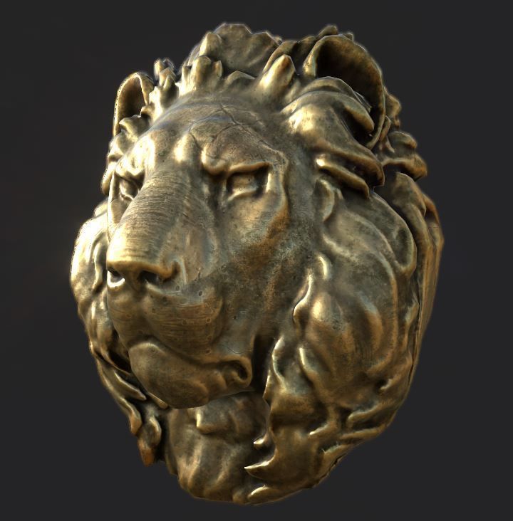 Lion Head Pendant 3d print model and gameready model Low-poly 3D model_2