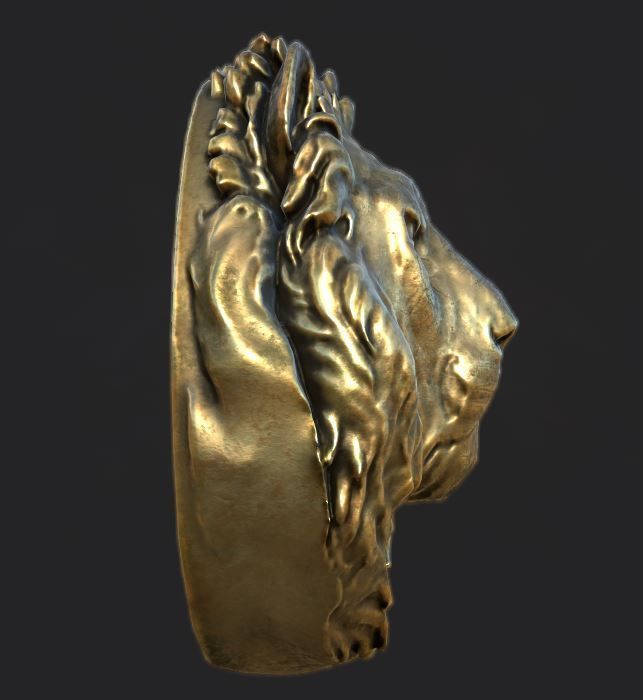 Lion Head Pendant 3d print model and gameready model Low-poly 3D model_5