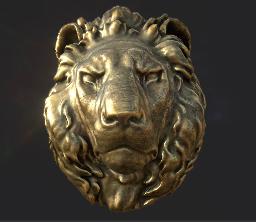 Lion Head Pendant 3d print model and gameready model Low-poly 3D model_1