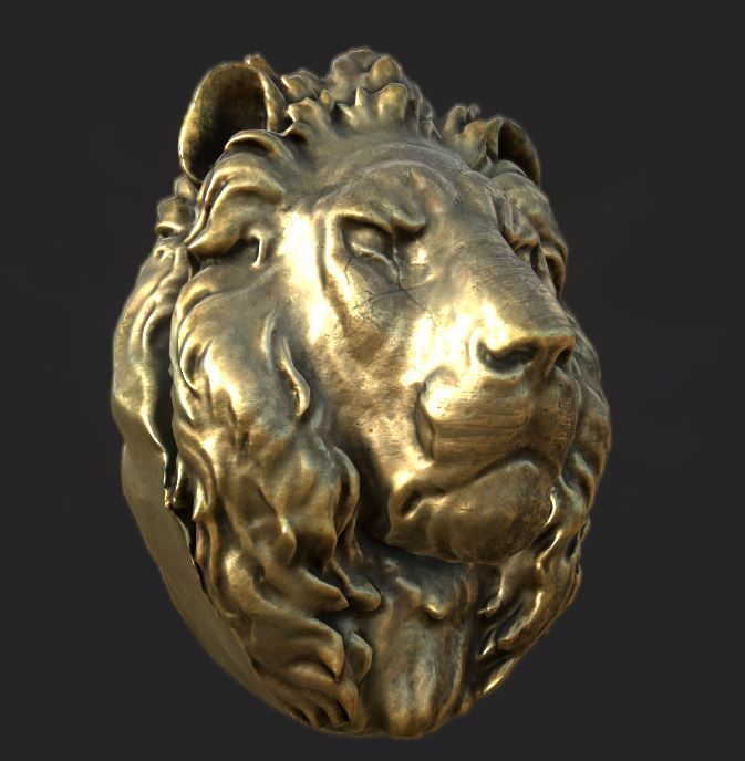 Lion Head Pendant 3d print model and gameready model Low-poly 3D model_7