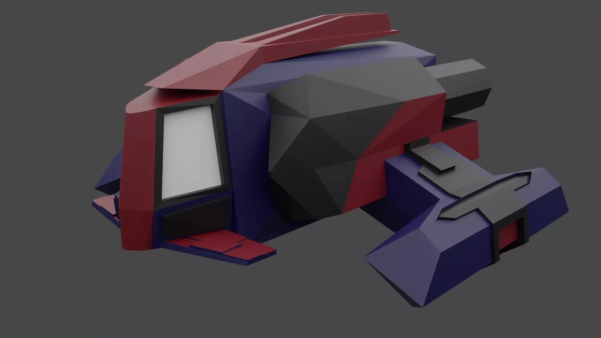 Space Ship Cartoon Style Low-poly 3D model_0