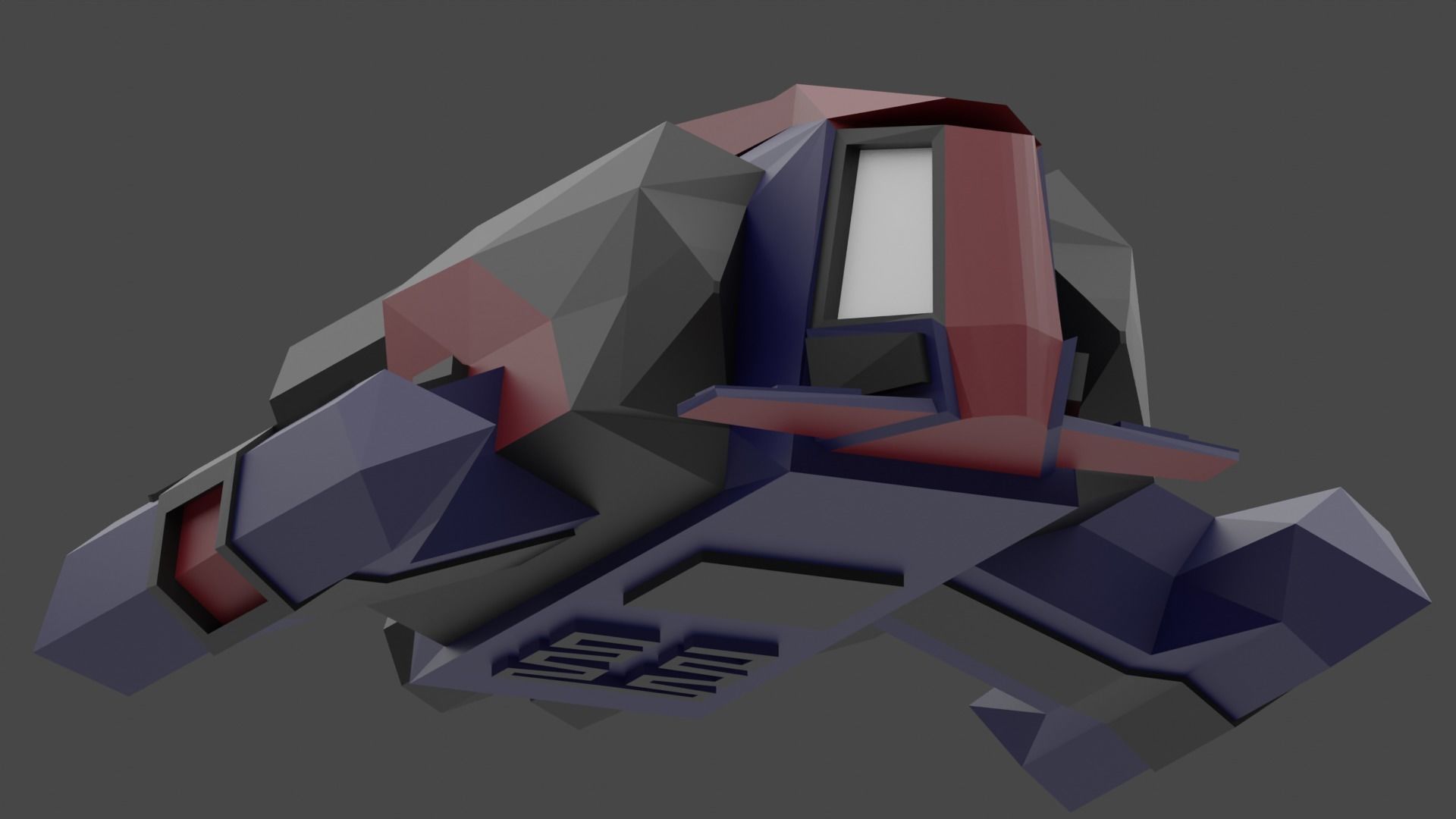 Space Ship Cartoon Style Low-poly 3D model_4