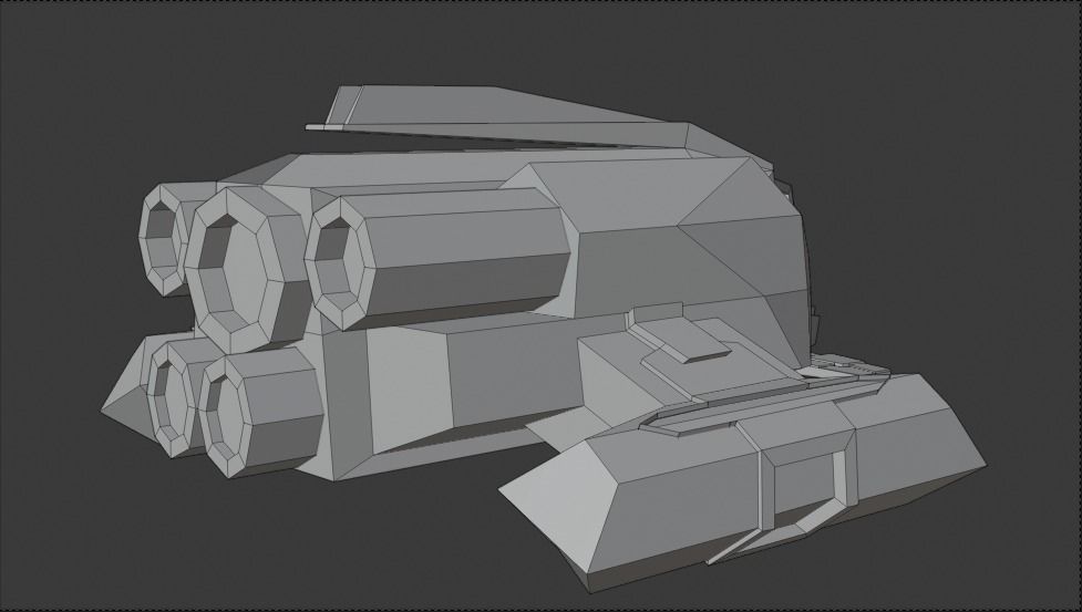 Space Ship Cartoon Style Low-poly 3D model_15