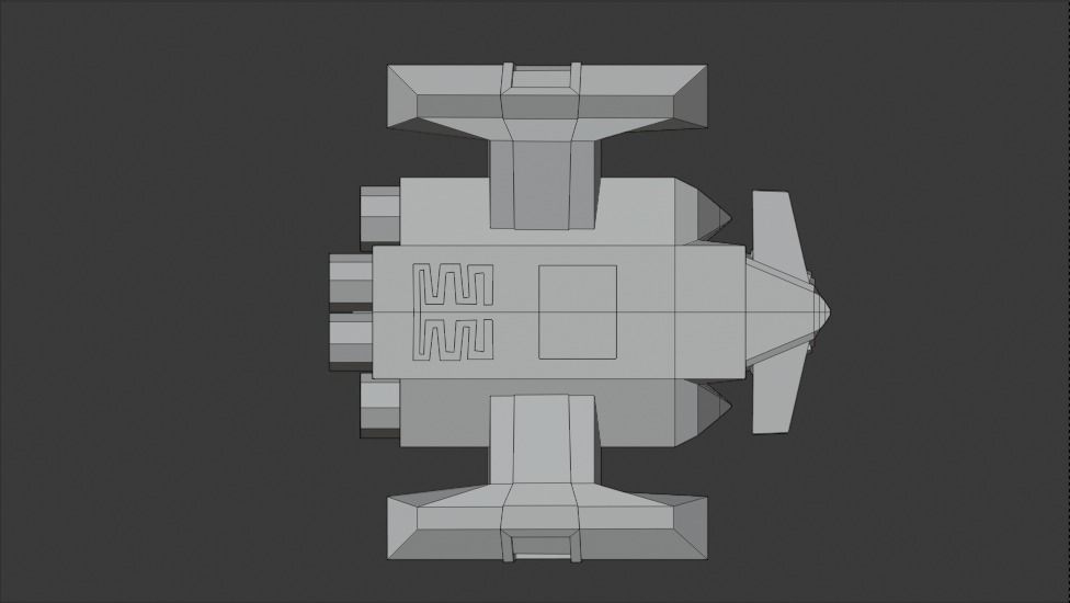 Space Ship Cartoon Style Low-poly 3D model_7