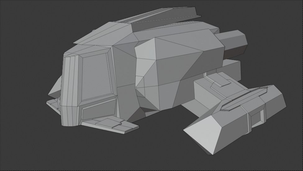 Space Ship Cartoon Style Low-poly 3D model_1