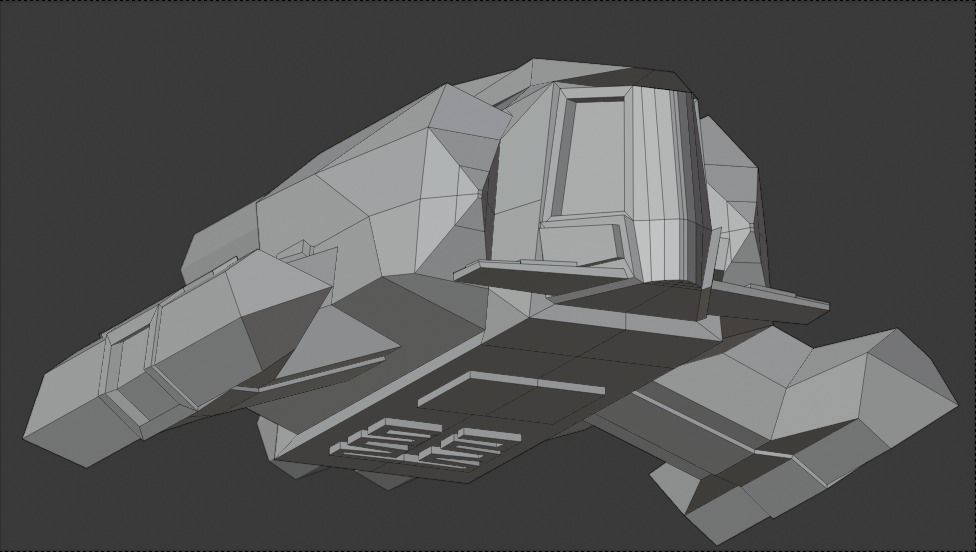 Space Ship Cartoon Style Low-poly 3D model_5