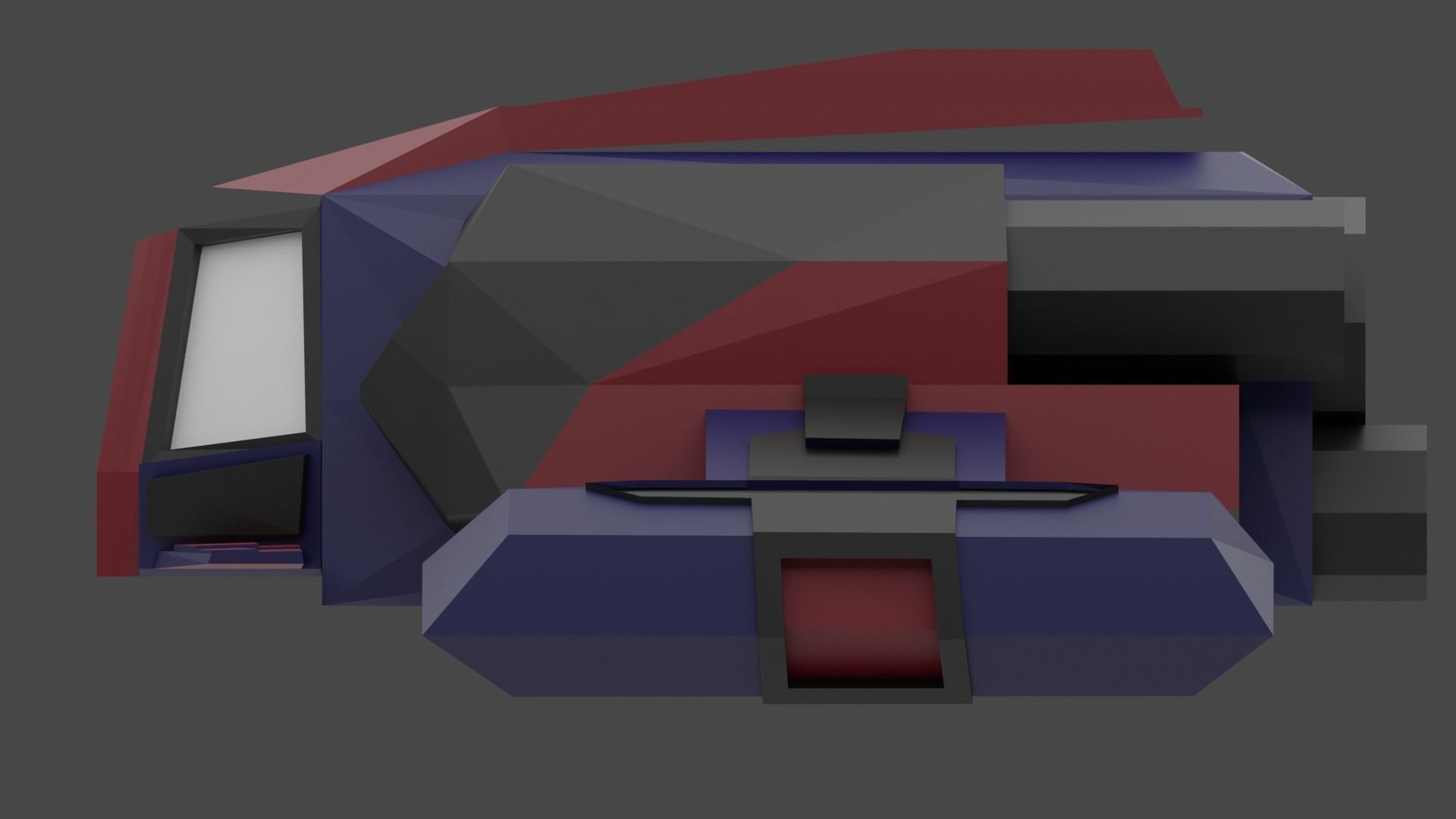 Space Ship Cartoon Style Low-poly 3D model_10