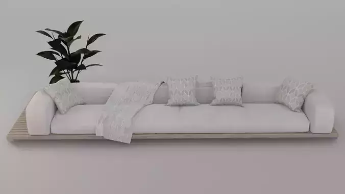 Realistic Sofa with pillows and plant