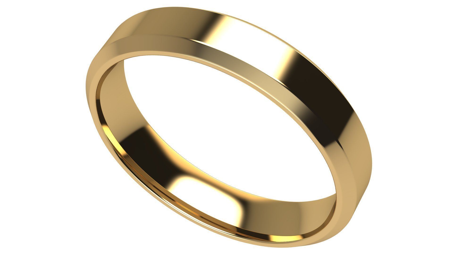 Chamfer Wedding Band 4 mm wide 3D print model_3