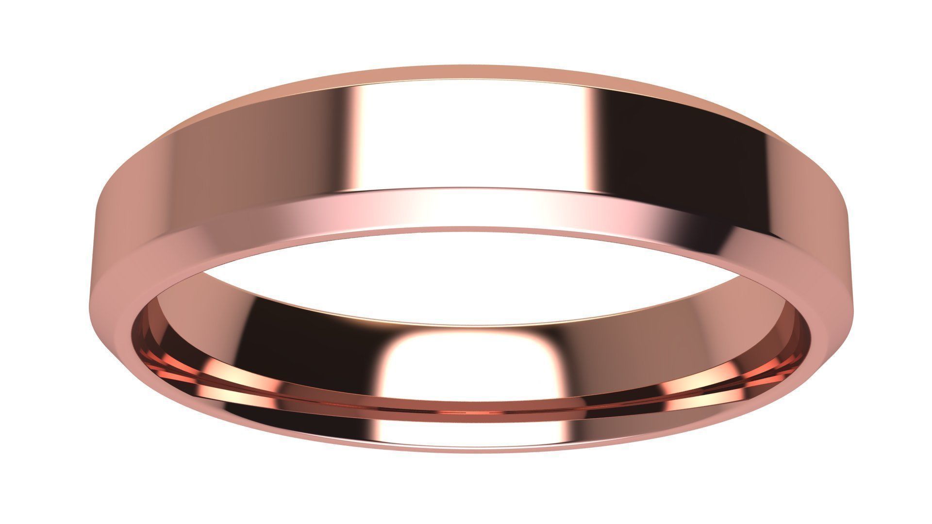 Chamfer Wedding Band 4 mm wide 3D print model_9