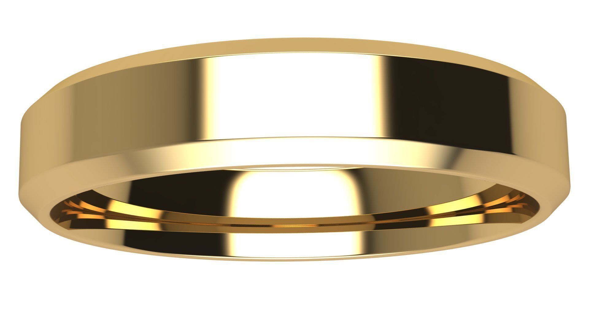 Chamfer Wedding Band 4 mm wide 3D print model_4