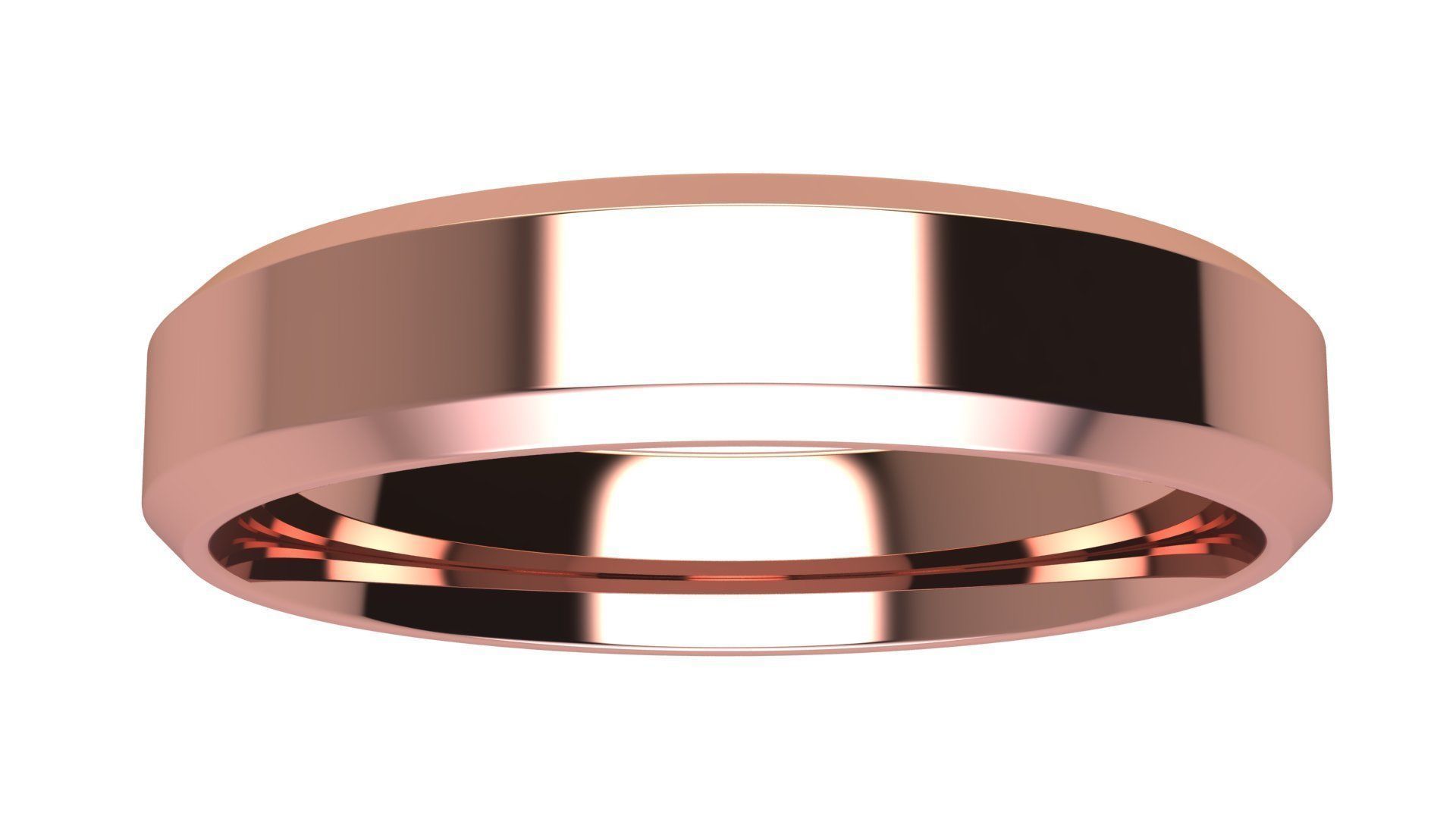 Chamfer Wedding Band 4 mm wide 3D print model_10