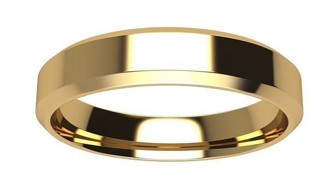 Chamfer Wedding Band 4 mm wide Low-poly 3D print model