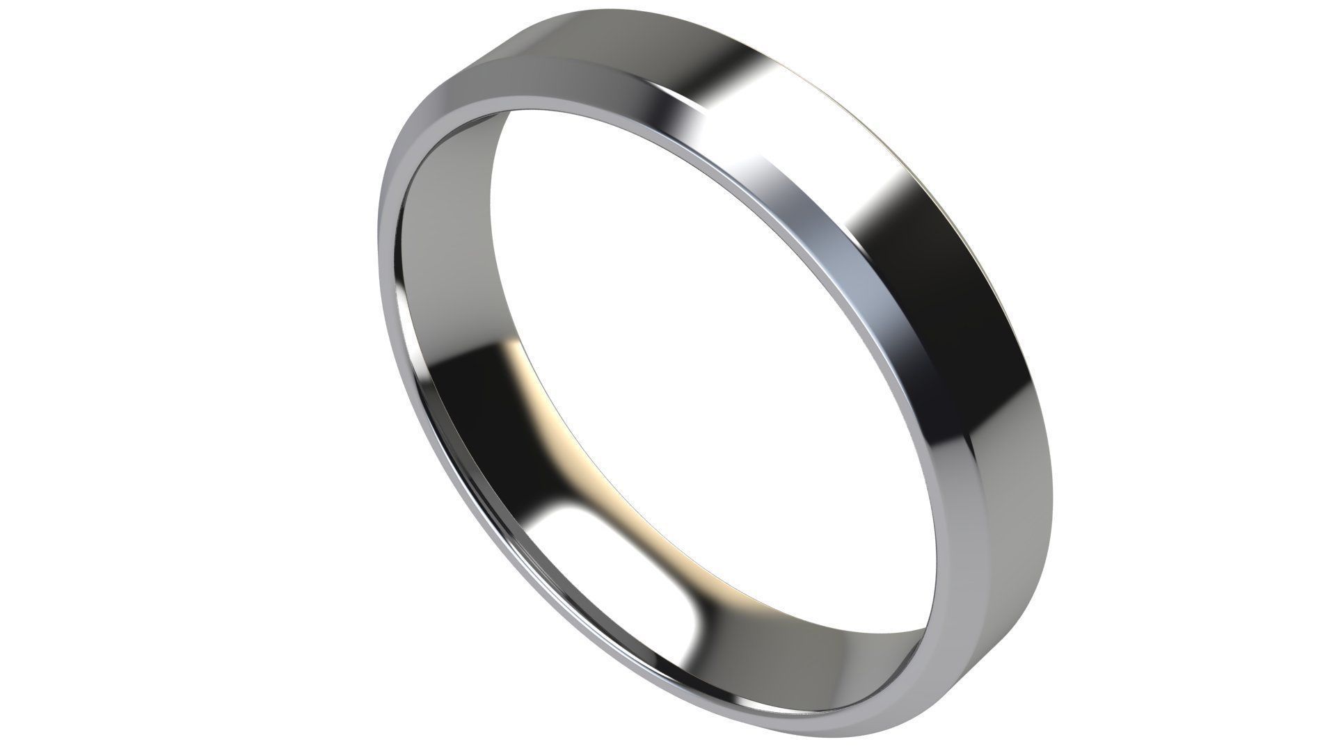Chamfer Wedding Band 4 mm wide 3D print model_5