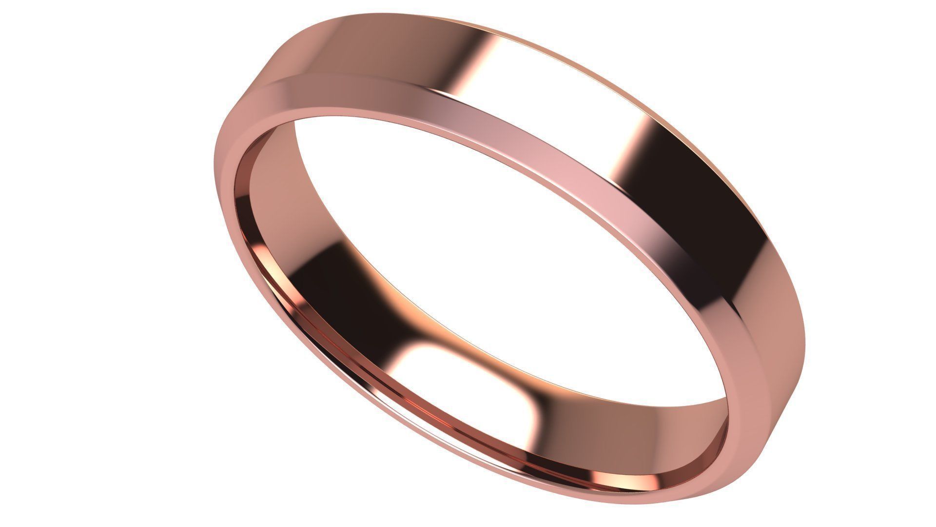 Chamfer Wedding Band 4 mm wide 3D print model_8