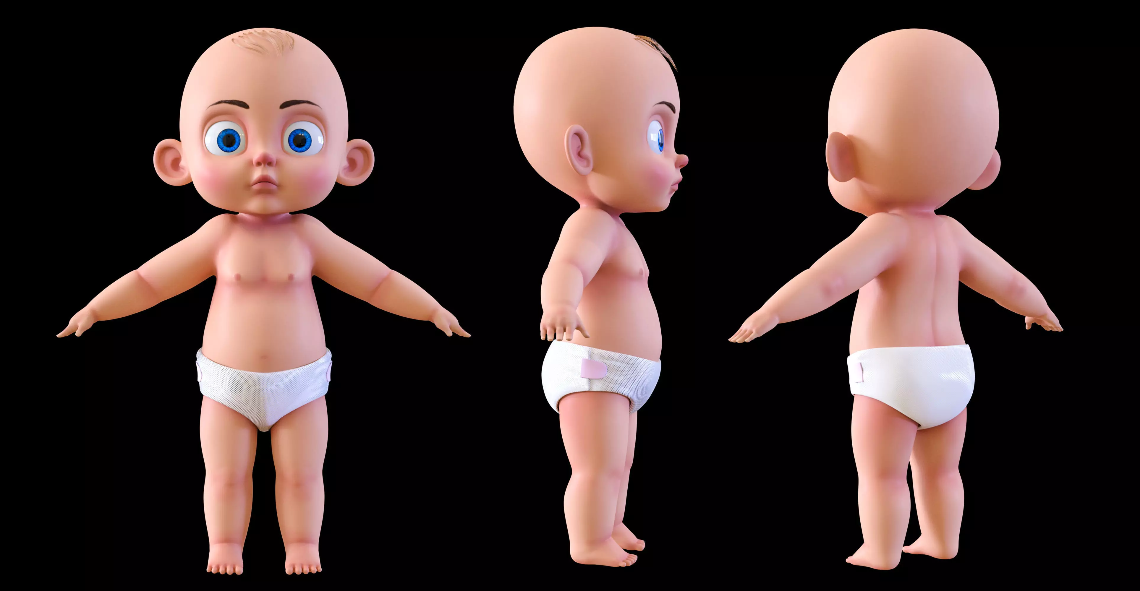 Cartoon Baby character 3D model_0