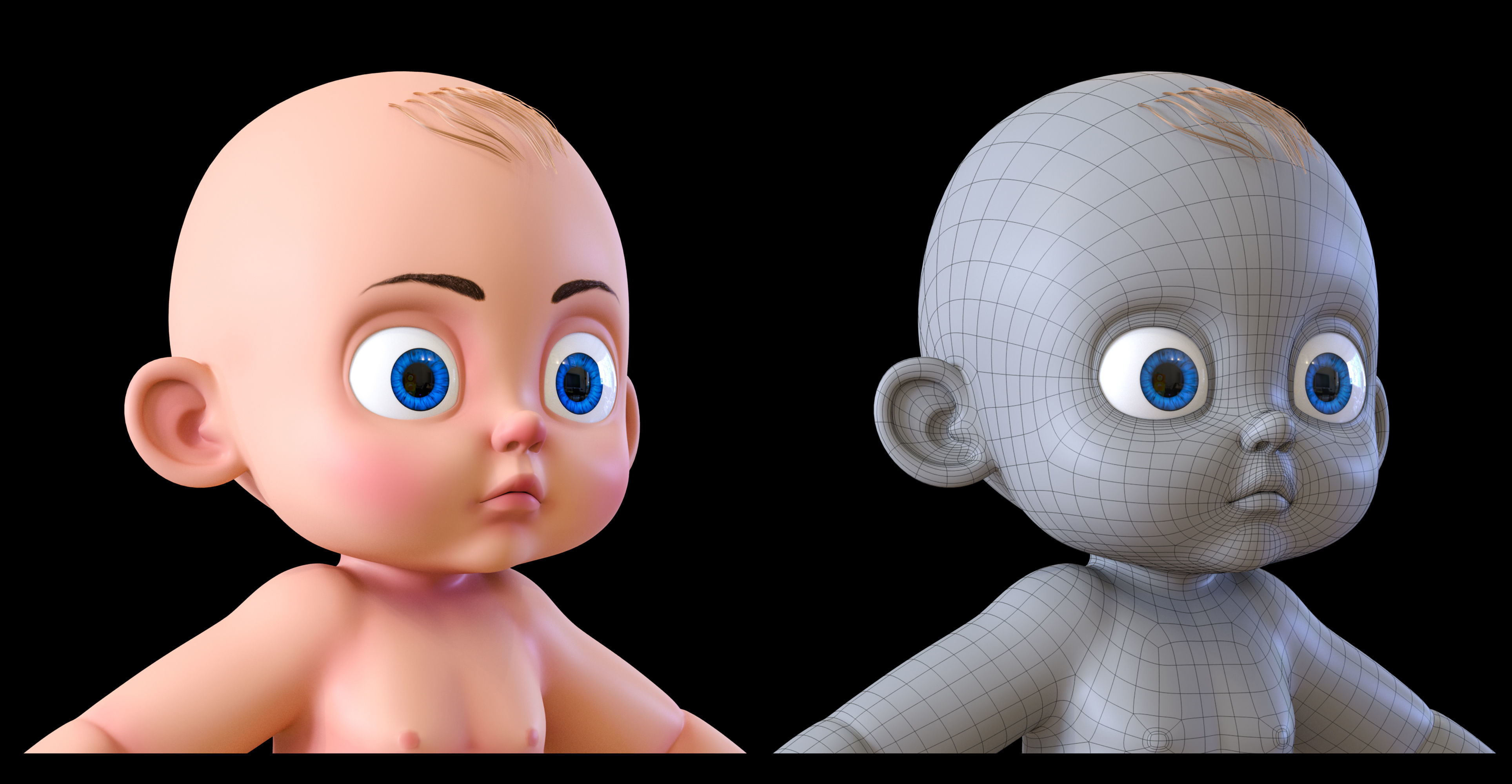 Cartoon Baby character 3D model_4