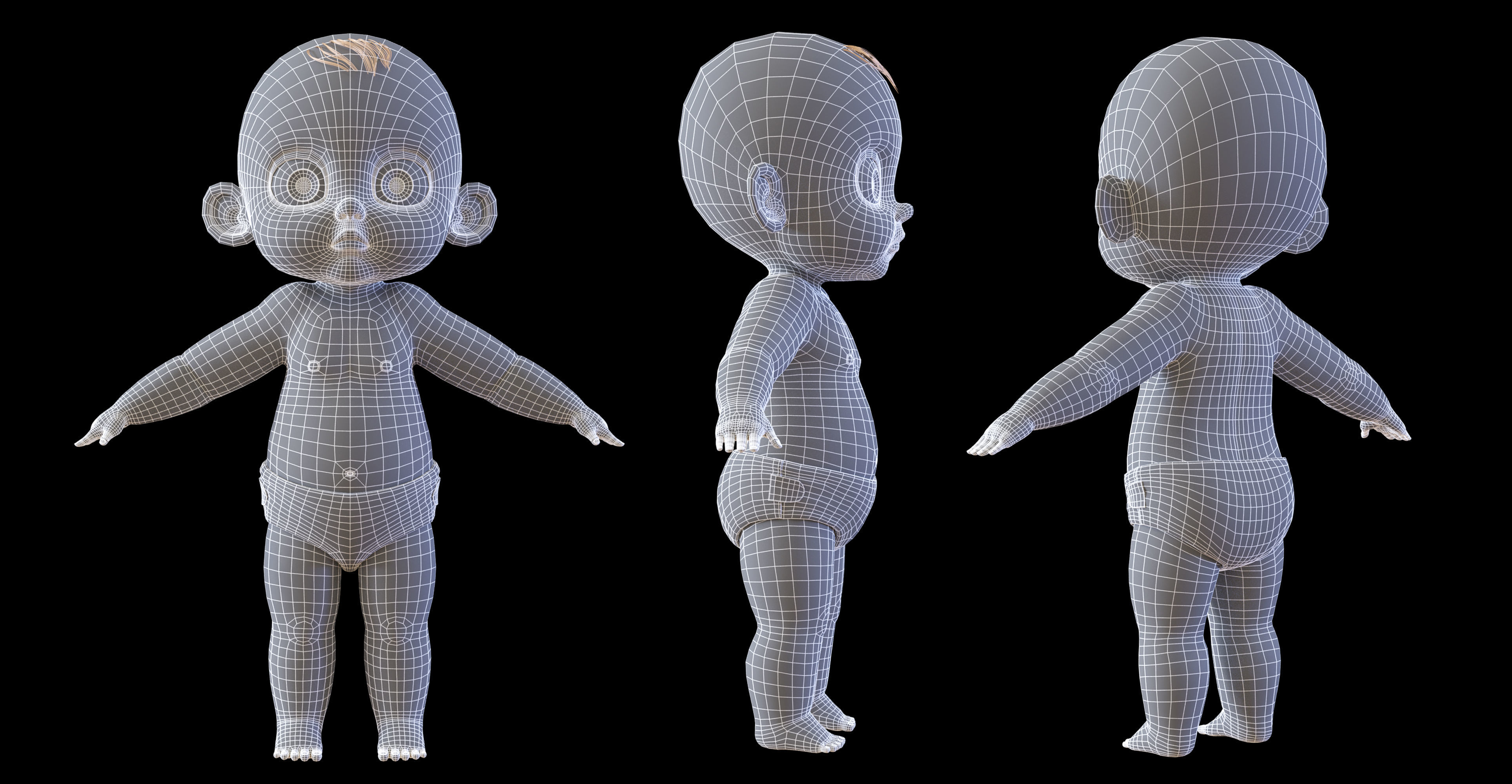 Cartoon Baby character 3D model_2