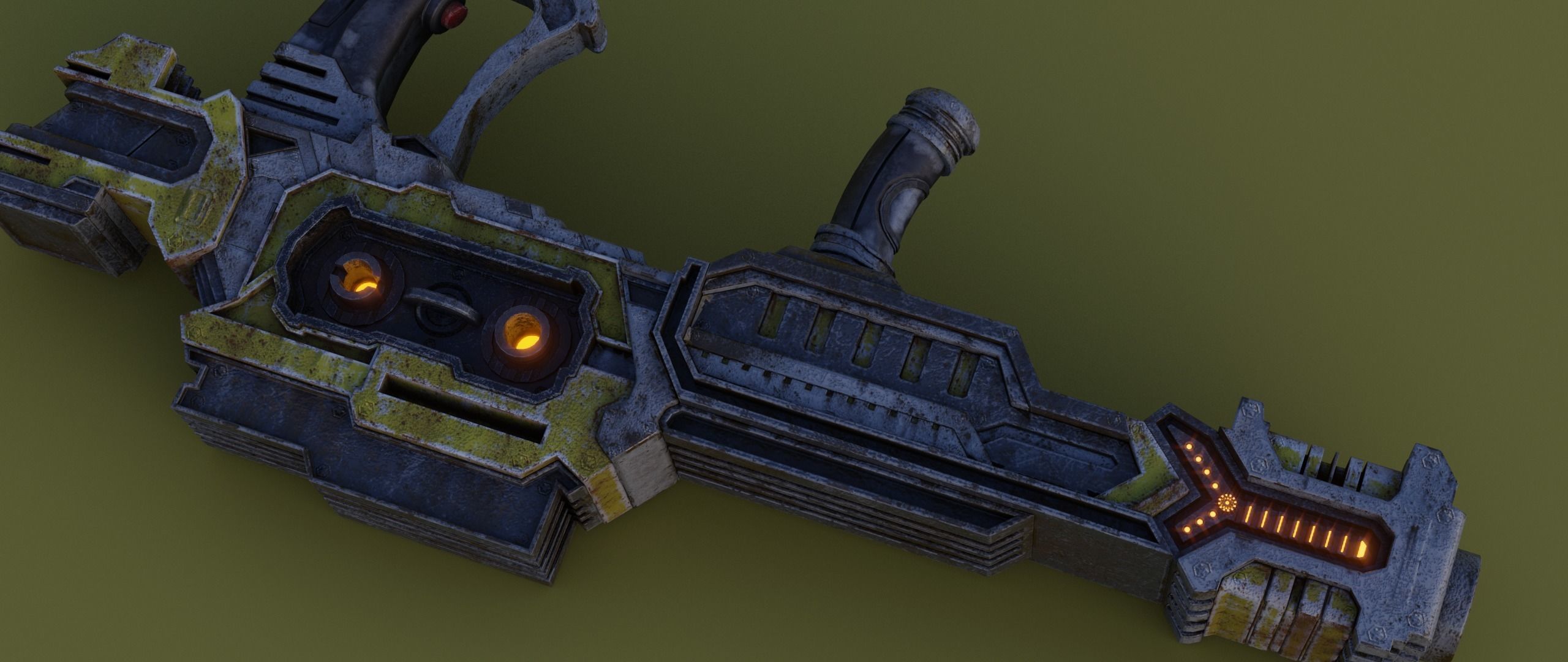 Sci-fi Heavy Blaster Low-poly 3D model_16