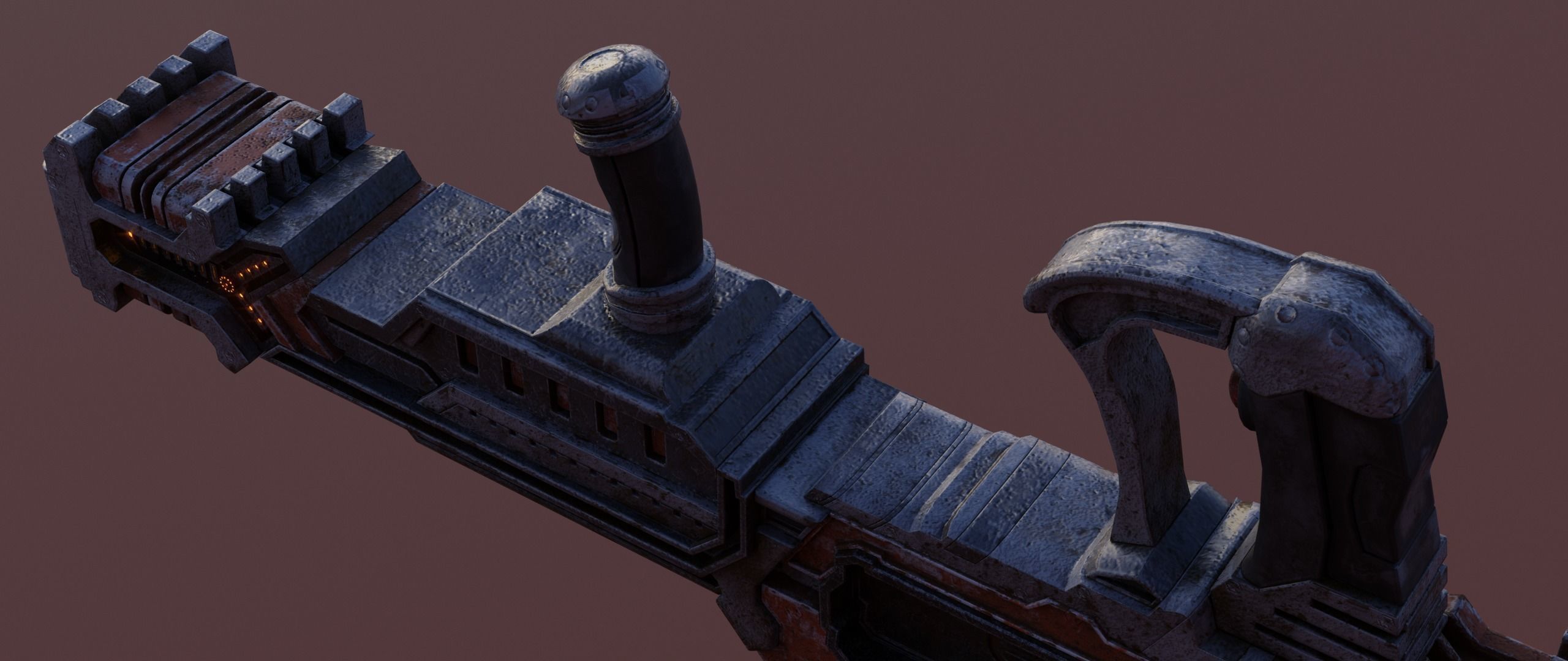 Sci-fi Heavy Blaster Low-poly 3D model_7